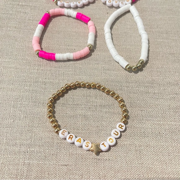 Taylor Swift themed bracelets | 5 Pieces | Pink/White & Gold | TS - Picture 13 of 13